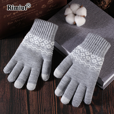 Rimiut New Arrive Casual Thick Warm Unisex Gloves Autumn Winter Skiing Touch Screen Useful Gloves Fashion Students hand Gloves ► Photo 1/6