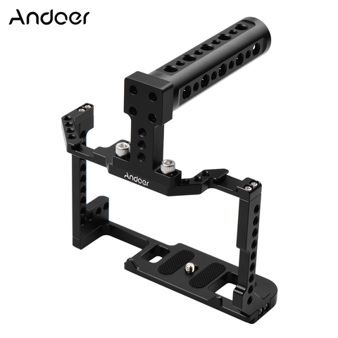 Andoer Camera Cage + Top Handle Kit Aluminum Alloy with Dual Cold Shoe Mount 1/4Inch Screw for Canon EOS 90D/80D/70D DSLR Camera ► Photo 1/6