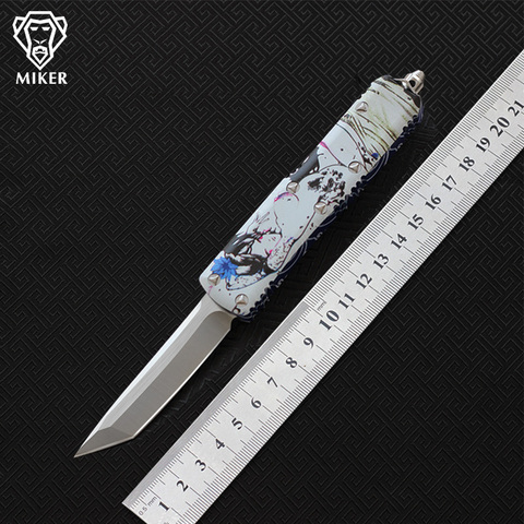 MIKER X85 single CNC D2 6061-T6 aluminu handle,outdoor EDC hunt Tactical tool dinner kitchen knife ► Photo 1/6