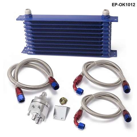 UNIVERSAL 10 ROW OIL COOLER KIT WITH OIL FILTER RELOCATION KIT FOR TURBO RACE EP-OK1012 ► Photo 1/6