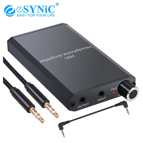 eSYNiC HiFi Headphone Amplifier with 3.5mm Jack Audio Cable Two-stage Gain Switch Mini Earphone Amplifier Amp for Phones Laptops ► Photo 1/6