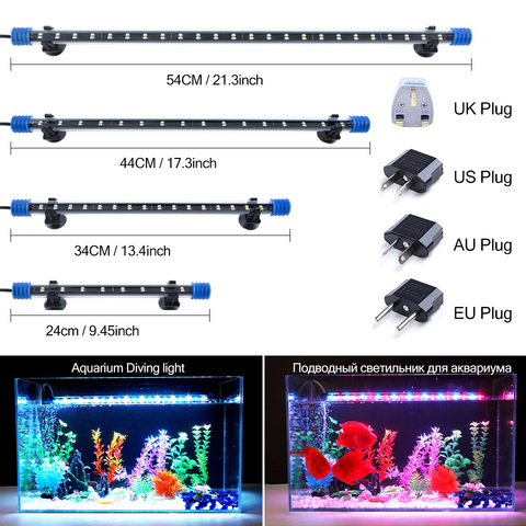 90-260V Aquarium Light LED Waterproof Fish Tank Clip Light Underwater Decor Lighting Submersible Lamp Plant Grow Lamp 24-54CM ► Photo 1/6