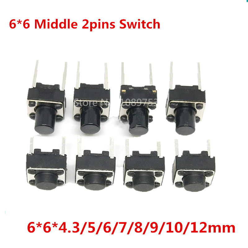 20pcs 2 pins Middle Feet 6*6*5mm Switch Tactile Push Button Switches UK 