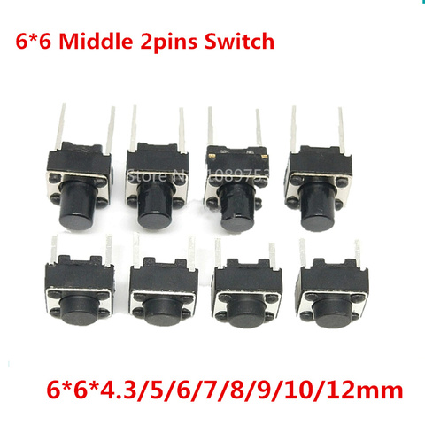 50PCS Tactile Tact Push Button Micro Switch Middle 2pin 6*6*4.3/5/6/7/8/9/10mm 6x6x5 ► Photo 1/5