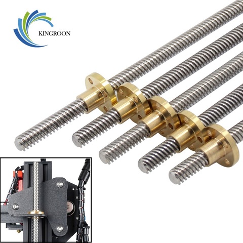 5pcs/lot T8 Lead Screw Copper Nut Lead 8mm Leadscrew Pitch 2mm 3D Printers Parts 100mm 150mm 200mm 250mm 300mm 350mm 400mm 500mm ► Photo 1/6