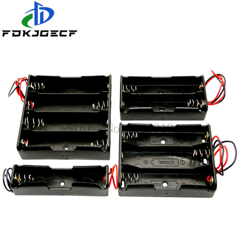 Black Plastic 1x 2x 3x 4x 18650 Battery Storage Box Case 1 2 3 4 Slot Way DIY Batteries Clip Holder Container With Wire Lead Pin ► Photo 1/5