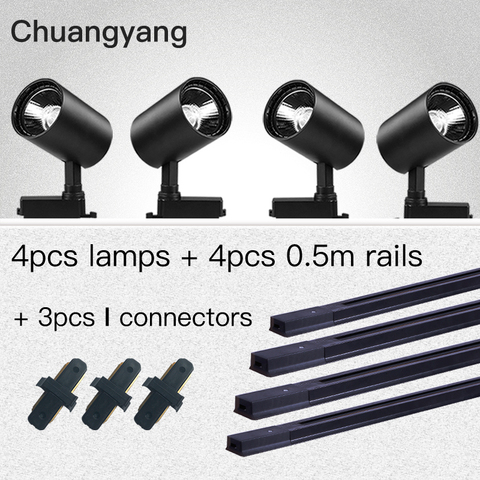 Whole Set Led Track light Lamps 12/20/30/40W Track Lighting System Led Track Rail Spot Light for Clothing Store 1M 0.5M Rail ► Photo 1/6