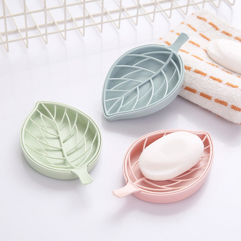 Multi-functional Leaf Shape household storage soap box Bathroom Toilet Shower Dish Storage Plate Tray Holder Case Container ► Photo 1/6