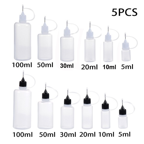 5Pcs 5/10/20/30/50/100ML Resuable Needle Tip Glue Applicator Plastic Bottle for Paper Quilling DIY Scrapbooking Paper Craft Tool ► Photo 1/6