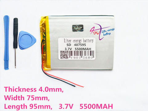 407595 3.7v 5500mAH Li-ion Tablet pc battery For 7,8,9 inch tablet PC 3.7V Polymer lithiumion Battery With High Quality ► Photo 1/3