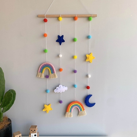 Rainbow Photo Display Holder with Pompom Girls Hair Bow Clips Storage Hanger Wall Hanging Toys Nursery Baby Girl Room Decor ► Photo 1/1
