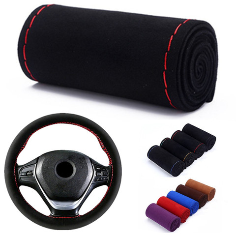 Premium Fur Steering Wheel Cover Braiding Car Steering Wheel Case Non-slip Suede Matte Leather Braiding For Steering Wheel ► Photo 1/6