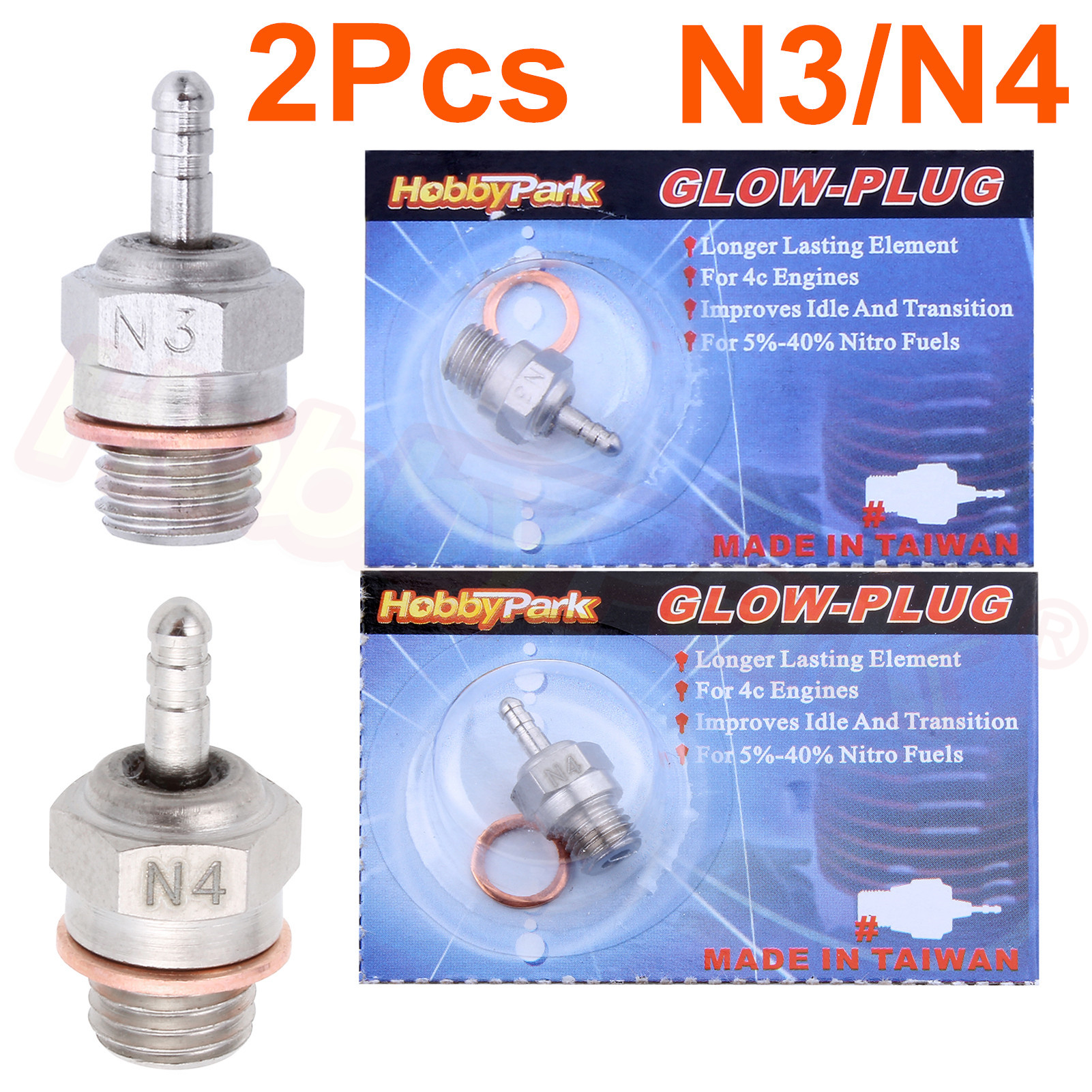 2x HSP N3 N4 glow plug RC model nitro engine parts for RC Buggy Car Truck Truggy