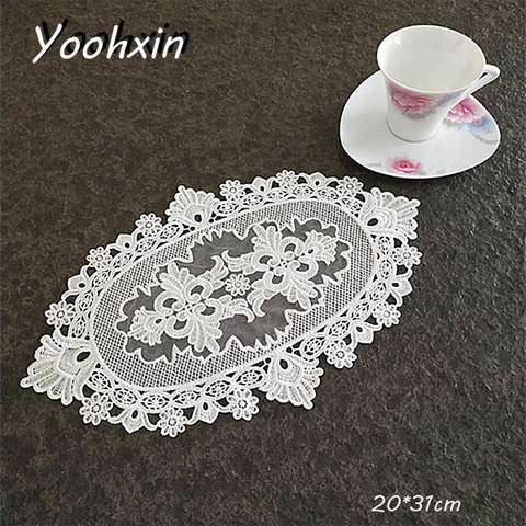 High quality Lace oval Embroidery drink table place mat Christmas pad Cloth placemat cup mug tea coaster dining doily kitchen ► Photo 1/4