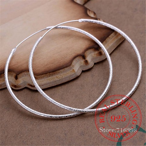 Korean Scrub Round Sand Circle Big Hoop Earrings for Women 2022 925 Silver Round Earring European Brand Fine Jewelry Drop Ship ► Photo 1/6