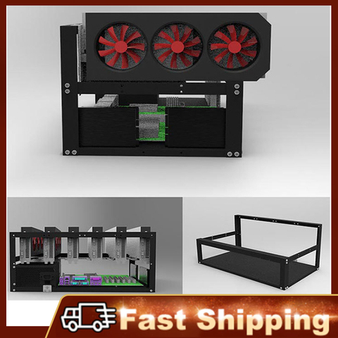 Stock available Steel Open Air Miner Mining Frame Rig Case Up to 6 GPU for Crypto Coin Currency Mining New 50x28.5x22.5cm ► Photo 1/6