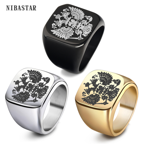 Steel Soldier Double Eagle Ring Men Ring Fashion Jewelry For Men a Coat Of Arms Of the Russian Signet Ring ► Photo 1/6