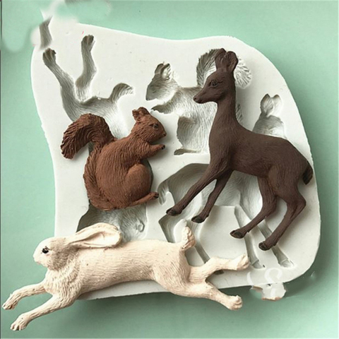 3D Rabbit Squirrel Fawn Bunny Silicone Mould Fondant Cake Molds Cupcake Tools Confeitaria Kitchen Accessories ► Photo 1/6