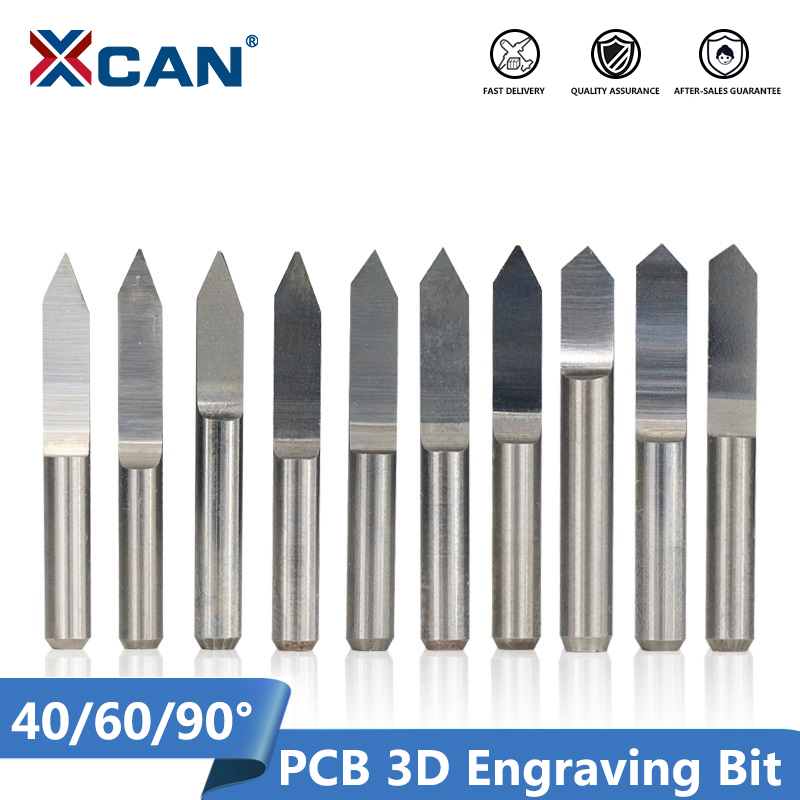 5Pcs 3.175mm Shank PCB Engraving Bits 60 Degree 0.1mm Carbide CNC Router Tool 