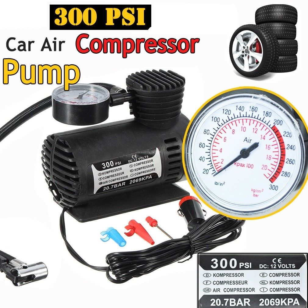 Dc12V 300Psi Car Tire Inflator Auto Mini Air Compressor Tire Pump with Pressure Gauge for Car Bicycle Motorcycle Ball 