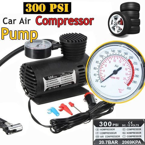 Portable Electric Inflator Black 12V 300 PSI Mini Electric Air Compressor  Kit Mini Car Tire Inflator For Ball Bicycle - Price history & Review, AliExpress Seller - Unicornsland Store
