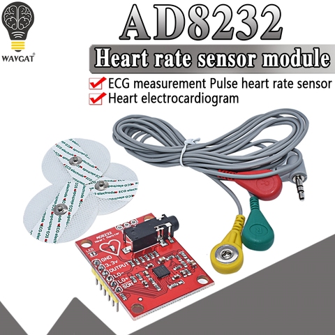 WAVGAT Ecg module AD8232 ecg measurement pulse heart ecg monitoring sensor module kit for Arduino UNO R3 ► Photo 1/6