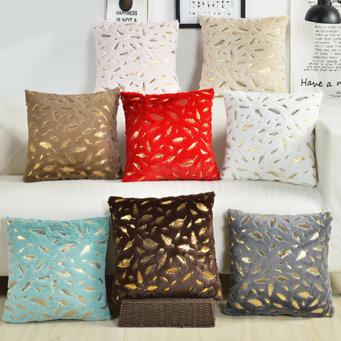 10 Colors Decorative Plush Cushion Cover  45x45cm Gold Feather Pillow Case Home Decor Soft Throw Pillows Cover Sofa Pillowcases ► Photo 1/6