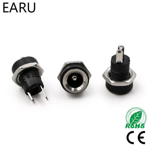 10Pcs 3A 12v For DC Power Supply Jack Socket Female Panel Mount Connector 5.5mm 2.1mm Plug Adapter 2 Terminal Types 5.5*2.1 ► Photo 1/1