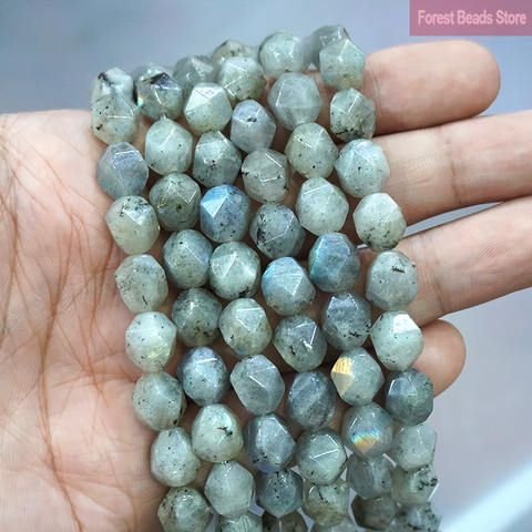 6 8 10MM Natural Stone Faceted Gray Labradorite Spacers Loose Beads DIY Charms Bracelet Necklace for Jewelry Making 15