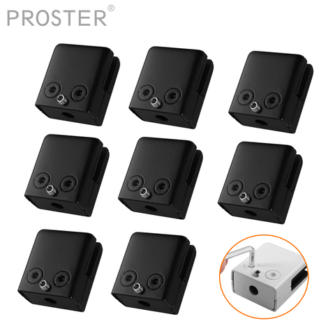 PROSTER 8Pcs Square Glass Clamps Stainless Steel 304 Clip Flat Back Bracket Shelf Balustrade Holder Clamp 8-10MM Black / White ► Photo 1/6