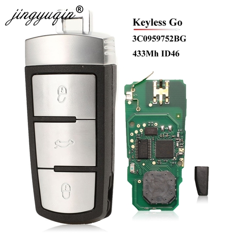 jingyuqin 3C0959752BG Smart Keyless go Remote Car Key Fob 3 Button 434MHz PCF7936 ID46 for VW Passat CC Passat Magotan ► Photo 1/5