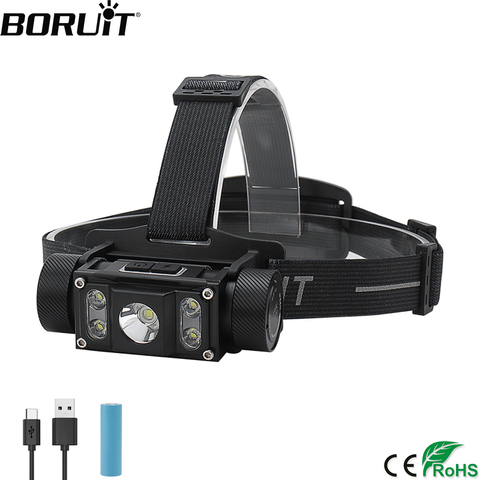 BORUiT B50 LED Headlamp XM-L2+4*XP-G2 Max.6000LM Headlight 21700/18650 TYPE-C Rechargeable Head Torch Camping Hunting Flashlight ► Photo 1/6