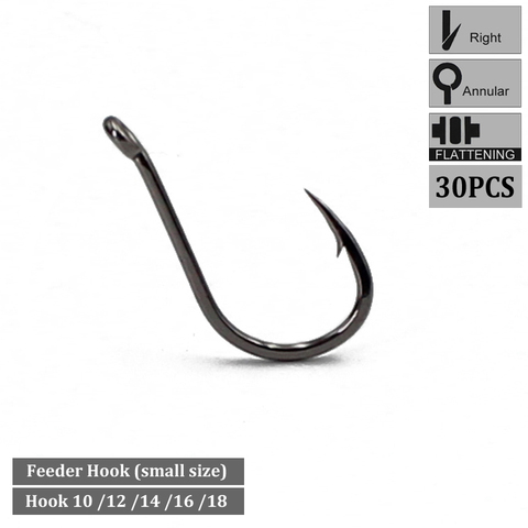30PCS Black Nickle Carp Hooks Barbed Carp Feeder Fishing Hook Forged Shank Ringed Right Bent Circle Hooks for Chod Rig Fishhooks ► Photo 1/6