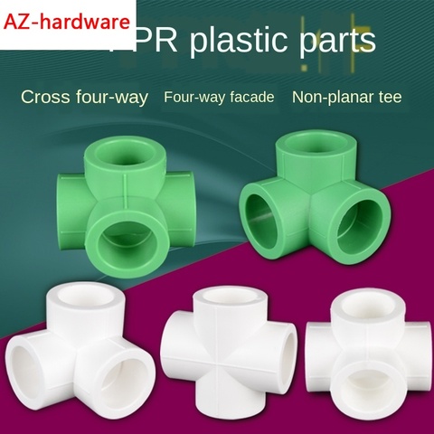 ppr water pipe four way joint corner three-dimensional different face equal diameter four way 1/2IN 3/4IN 1 IN 20/25/32/40/50 ► Photo 1/6