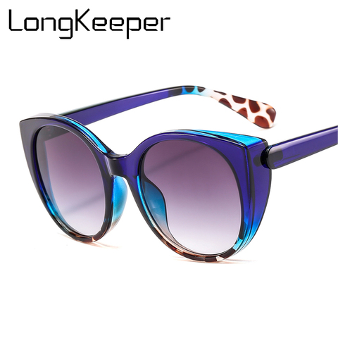LongKeeper Luxury Cat Eye Sunglasses Women 2022 Oversized Gradient Glasses Retro Blue Leopard Shades lunette de soleil femme ► Photo 1/6