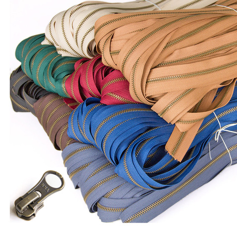 1 Meter YKK 5#  Metal Bronze Coil Zippers DIY Sewing Bag Accessories  B ► Photo 1/5