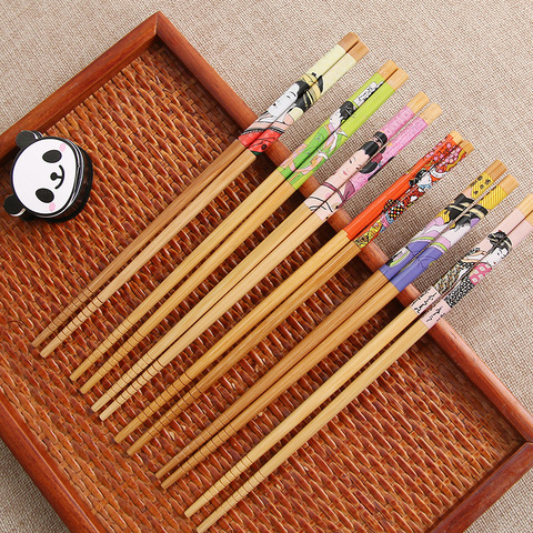 1/2/5 Pairs Handmade Tableware Chopsticks Tool Pack Gift Japanese Maid Chopsticks Natural Sticks Bamboo Set for KitchenHomeHotel ► Photo 1/6