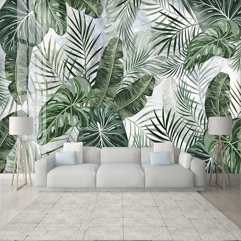Custom Mural Wallpaper 3D Green Plant Leaf Fresco Living Room TV Sofa Restaurant Background Wall Painting Papel De Parede Sala ► Photo 1/6