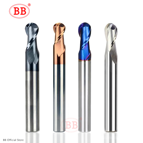 BB Ball Nose End Mill Tungsten Carbide Cutter CNC Router Bit Milling Tool R0.5 6mm 8mm 10mm HRC45 55 65 2 Flute ► Photo 1/6