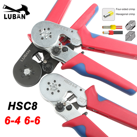 HSC8 6-4 6-6 0.25-6mm 23-10AWG Hexagon  0.25-10mm 23-7AWG Quadrilateral Tube Bootlace Terminal Crimping Pliers Crimp Hand Tools ► Photo 1/6