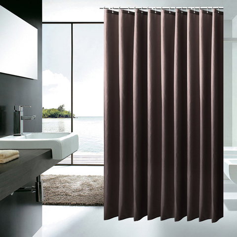 Solid Color Curtain Waterproof  Bath Shower Polyester Modern Curtains for Bathroom Bathtub Bathing Cover Large Wide 12pcs Hooks ► Photo 1/6