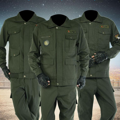 Work clothes suit men's wear-resistant anti-scalding autumn thickening welder construction auto repair army green overalls ► Photo 1/1