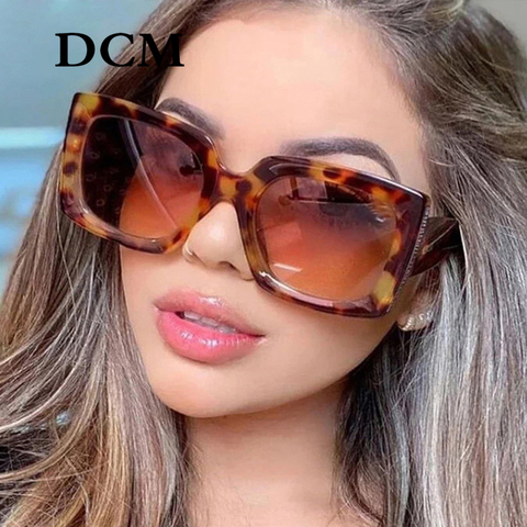 DCM Vintage Oversized Square Sunglasses Women Retro Brand Design Rectangular Frame Leopard  Sun Glasses Shades UV400 ► Photo 1/6