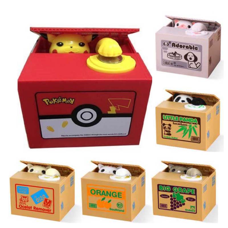 Automatic Stealing Coin Cat Kitty Piggy Bank Saving Box Sweet Great Gift 