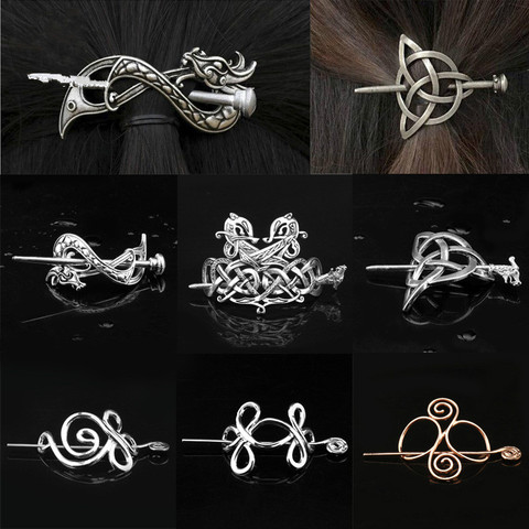Viking Hairpin Celtics Knots Crown Vintage Metal Dragons Slide Hair Stick Rune Hair Clip Hair Jewelry Accessories for Women Girl ► Photo 1/6