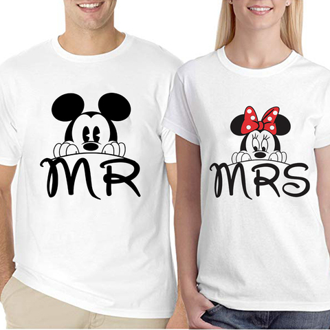 Disney Mouse Mickey Minnie Couple T Shirt for Husband Wife Lovers T-shirt Mr Mrs Valentine Gift Clothes Funny Graphic Tshirts ► Photo 1/6