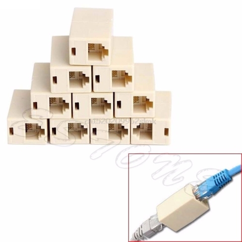10pcs RJ45 CAT5 Coupler Plug Network LAN Cable Extender Connector Adapter ► Photo 1/6