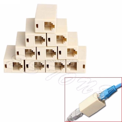 10pcs RJ45 CAT5 Coupler Plug Network LAN Cable Extender Connector Adapter ► Photo 1/6