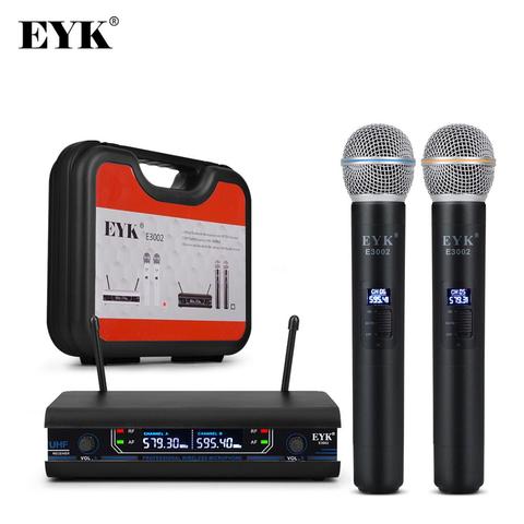 EYK E3002 UHF Fixed Frequency Karaoke Wireless Microphone Professional Cordless All Metal Handheld Mic System with Carrying Case ► Photo 1/6