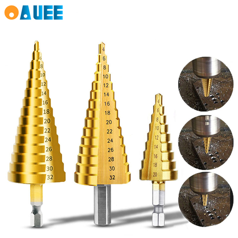 Drill Bit HSS Titanium Coated Step Drill Wood Set Power Tools for Metal High Speed Steel Hole Cutter Step Cone Center Drills ► Photo 1/6